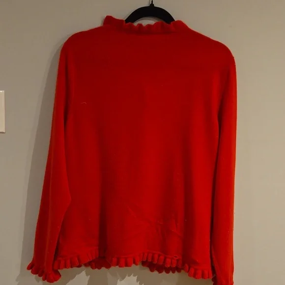 Cashmere Pure Collection Red Ruffle Cardigan - Picture 6 of 6